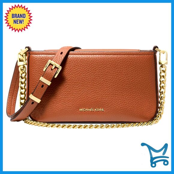 Small Pebbled Leather Convertible Crossbody Bag with Chain Handle